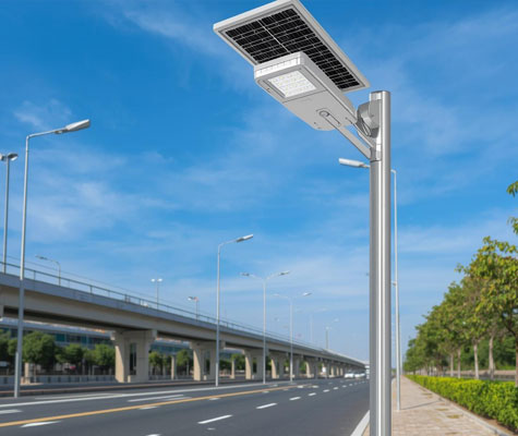 All in one solar street light with integrated panel and LED