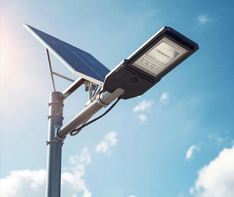 Semi integrated solar street light with separate panel